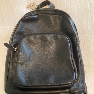 Picard black leather backpack purse